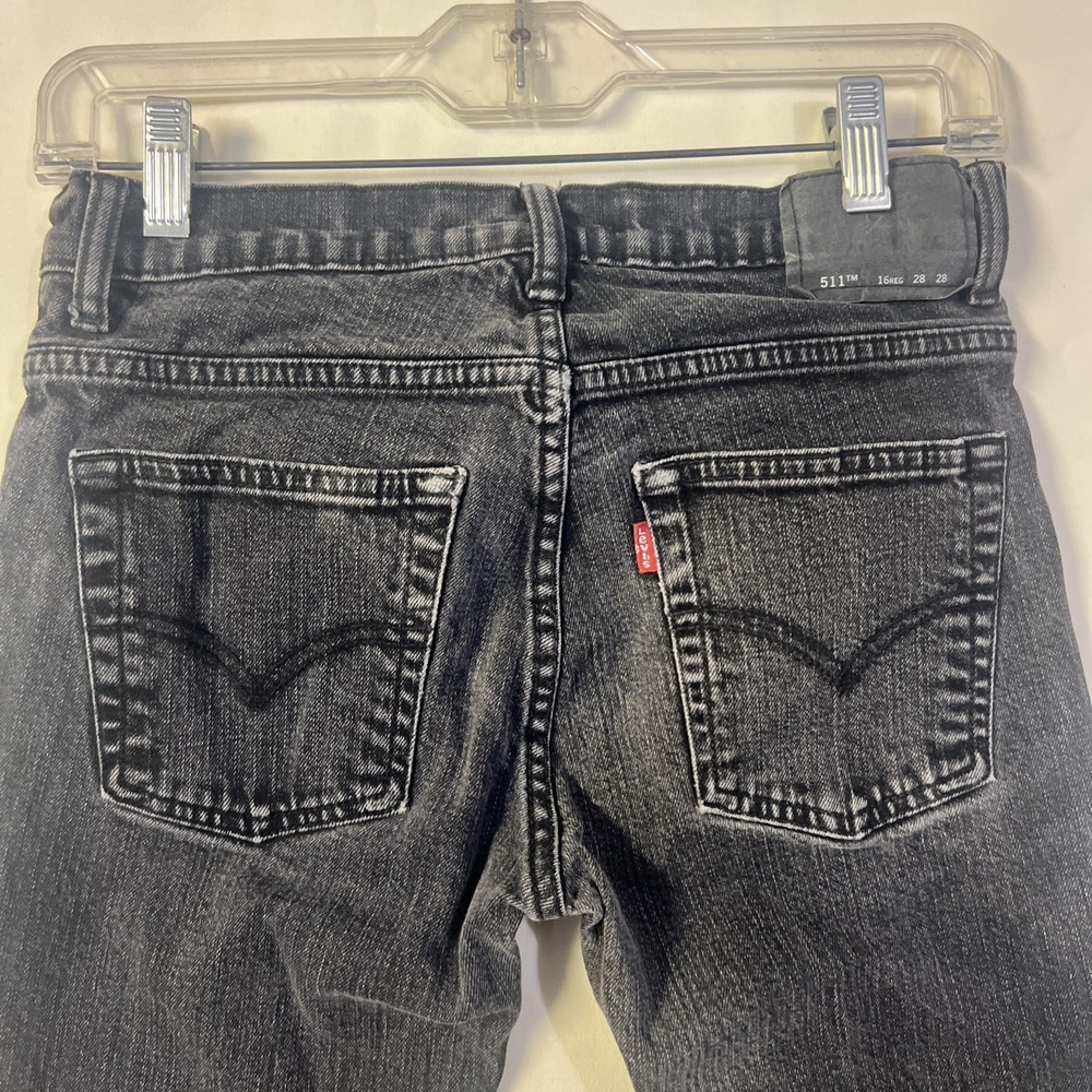 Levi's 511 Jeans Slim Fit Dark Wash Stretch Denim kids 28x28 (Actual) Black - Picture 7 of 8